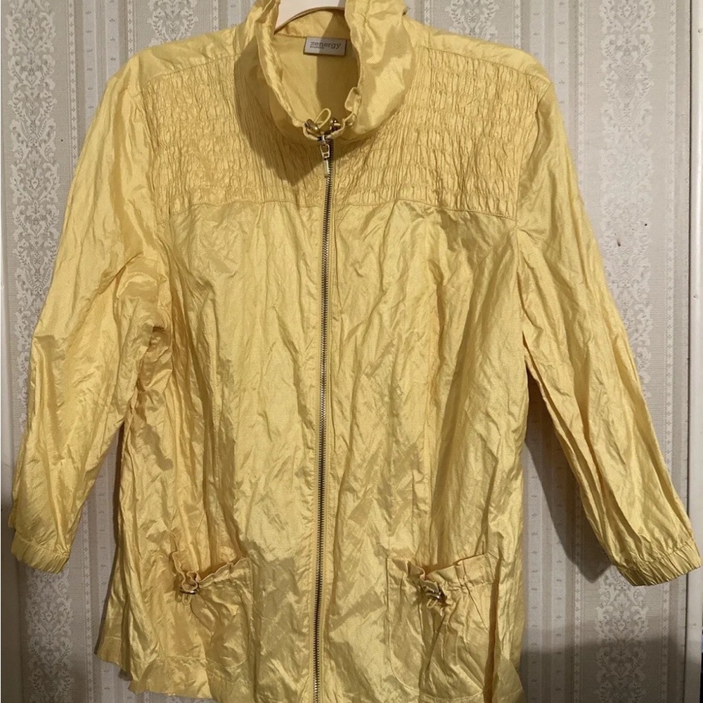 ZENERGY by CHICOS Womens Size 3( XL)Yellow Full Zip Windbreaker Jacket